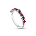 14K White Gold with Diamonds and Rubies
